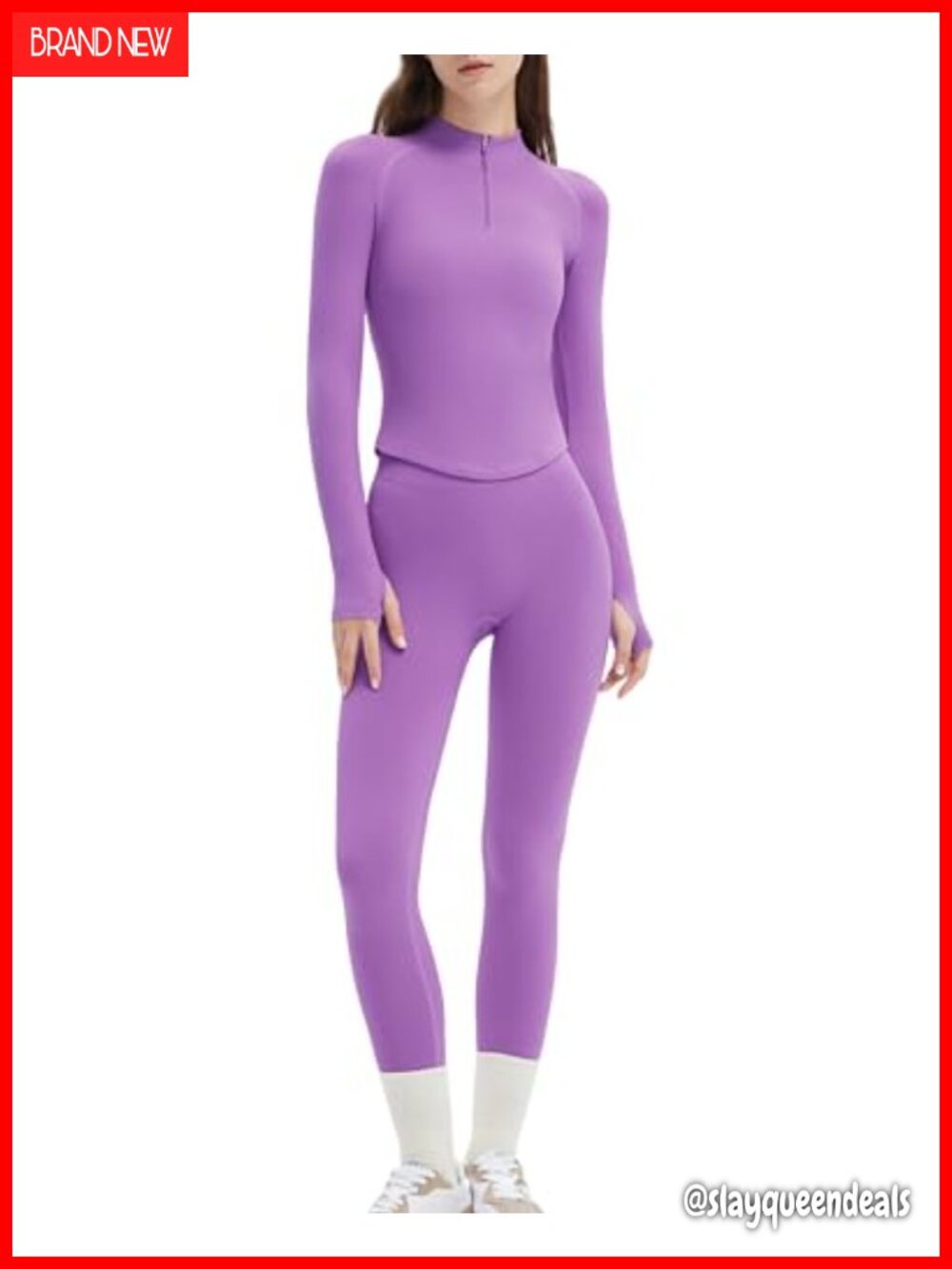 Seamless Ribbed 2 Piece Workout Set Long Sleeve Half Zip Jacket Leggings Gym